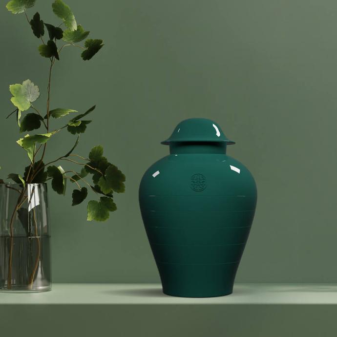 Vaisselle empillable en forme de vase vert - marque Ibride Design